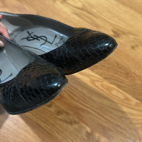 YSL Snakeskin Black Classic Pump 3” Heel Vintage Size 8  Made In Italy - Picture 9 of 12